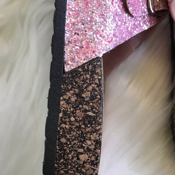 Women’s Pink Glitter Double Buckle Sandals - Picture 5 of 11
